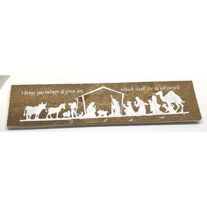 Rustic Wood Sign I Bring You Tidings of Great Joy Nativity Christmas Decor 20"